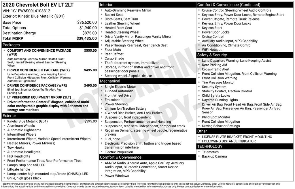 Used 2020 Chevrolet Bolt LT FWD image 17