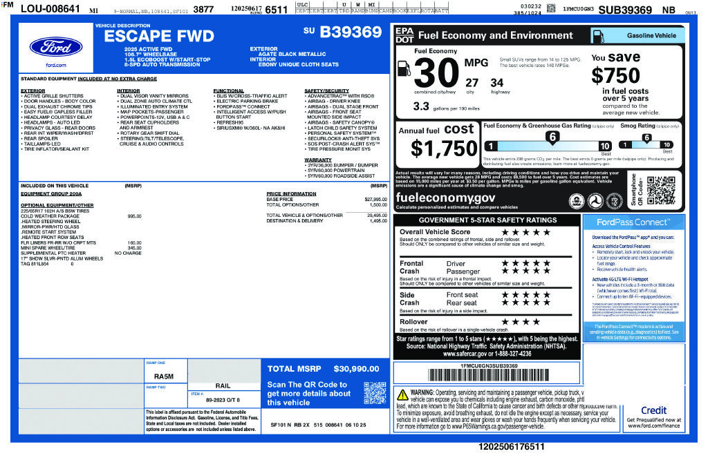Used 2025 Ford Escape Active w/ Cold Weather Package FWD image 3