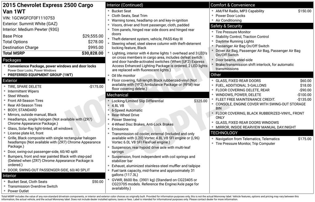 Used 2015 Chevrolet Express 2500 RWD image 9