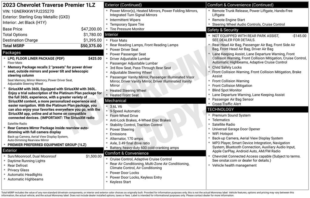 Used 2023 Chevrolet Traverse Premier w/ LPO, Floor Liner Package FWD image 27