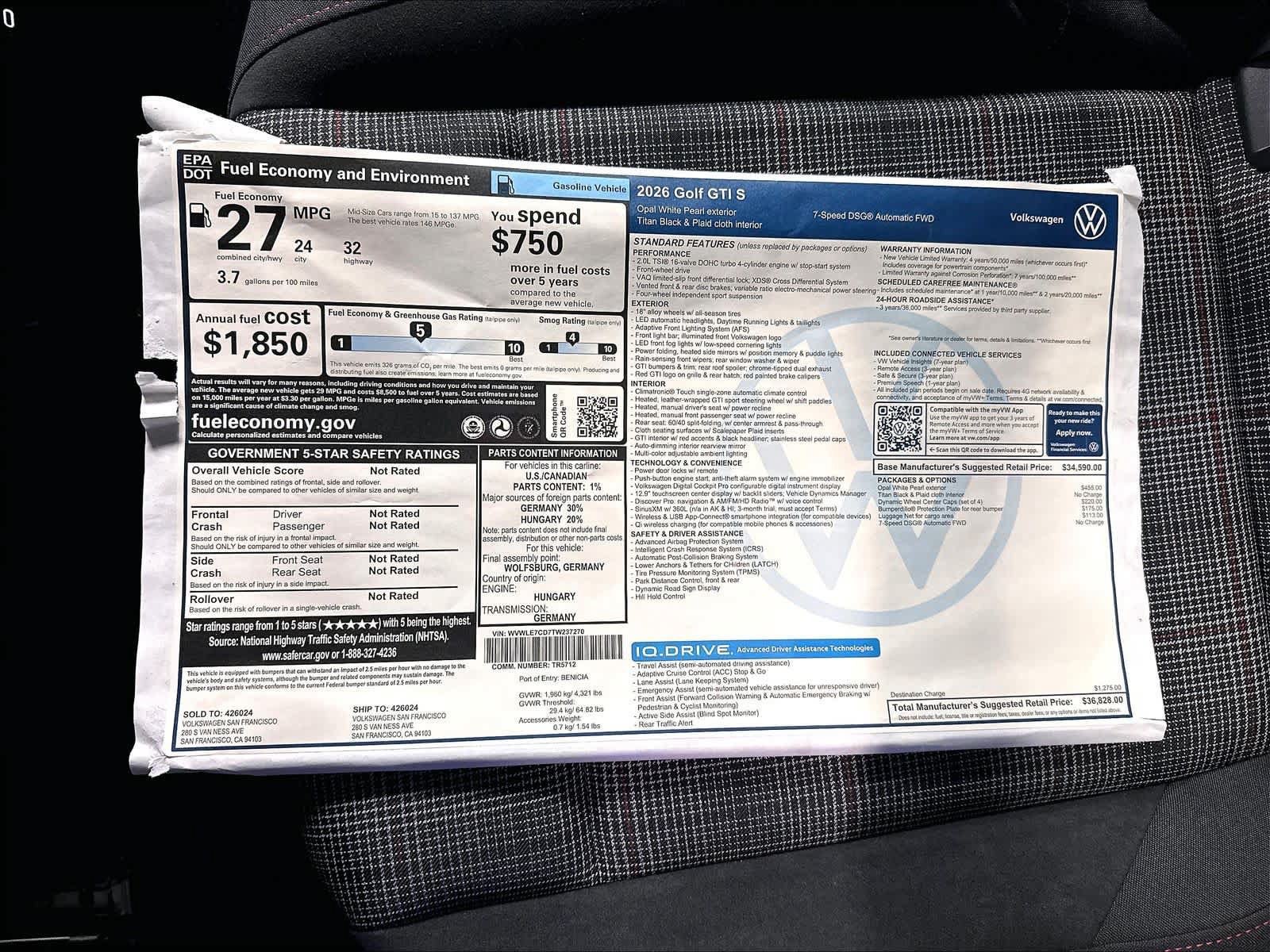 New 2026 Volkswagen GTI S FWD image 14