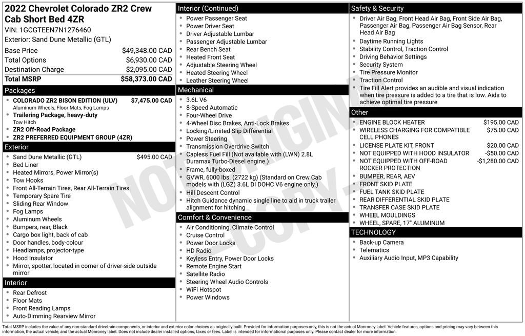 Used 2022 Chevrolet Colorado ZR2 w/ Colorado ZR2 Bison Edition AWD/4WD image 2