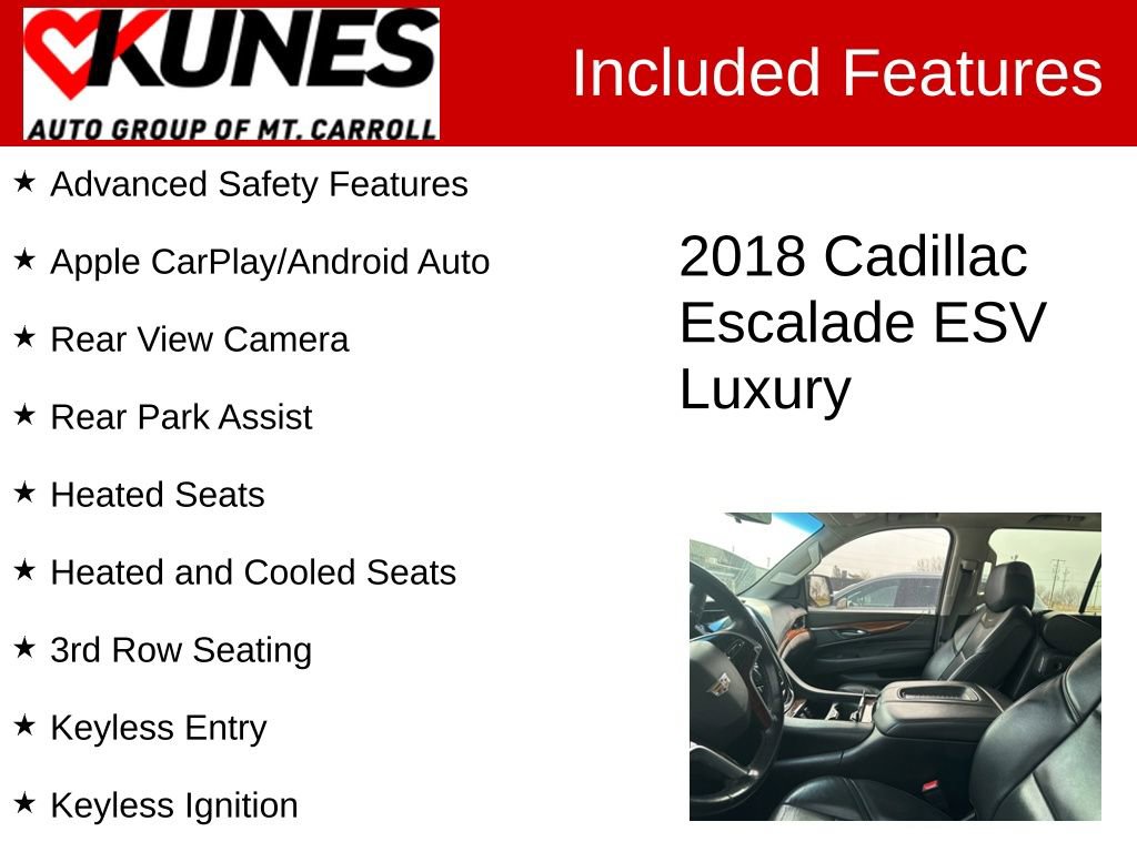 Used 2018 Cadillac Escalade ESV Luxury AWD/4WD image 3