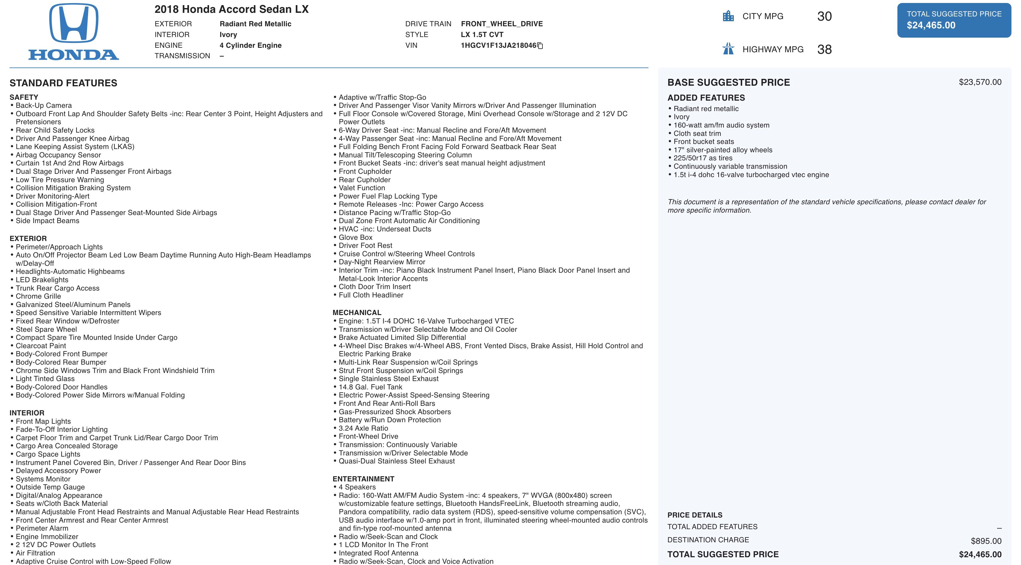 Used 2018 Honda Accord LX image 3