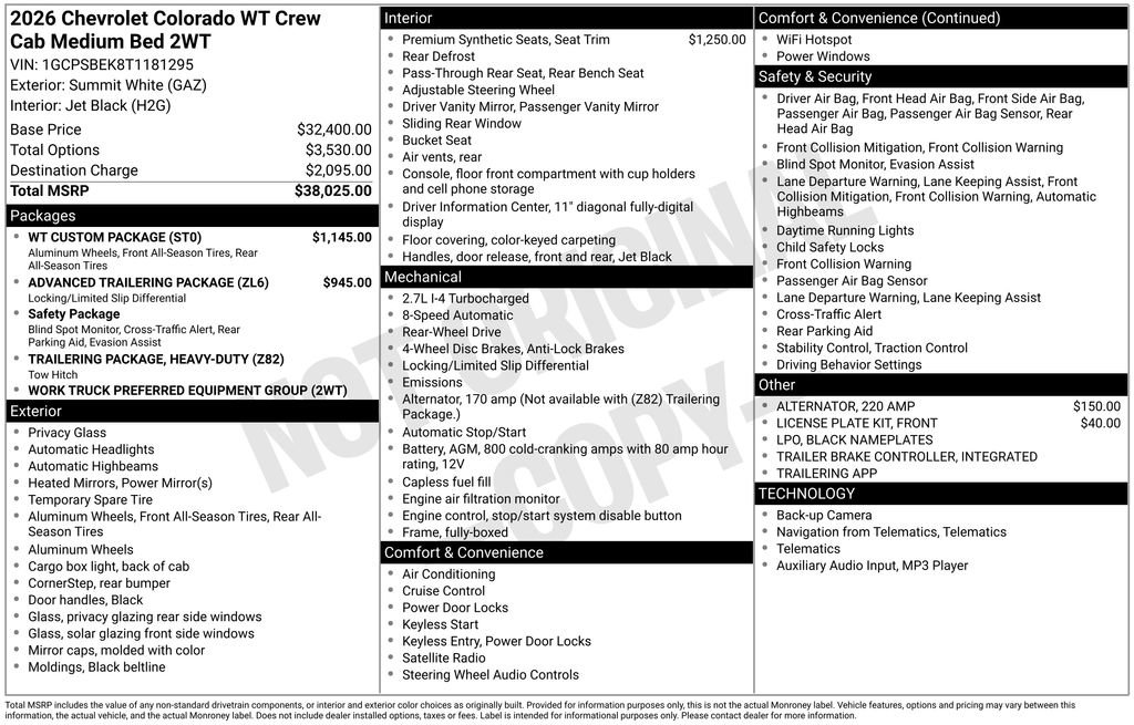 New 2026 Chevrolet Colorado W/T w/ WT Custom Package image 2