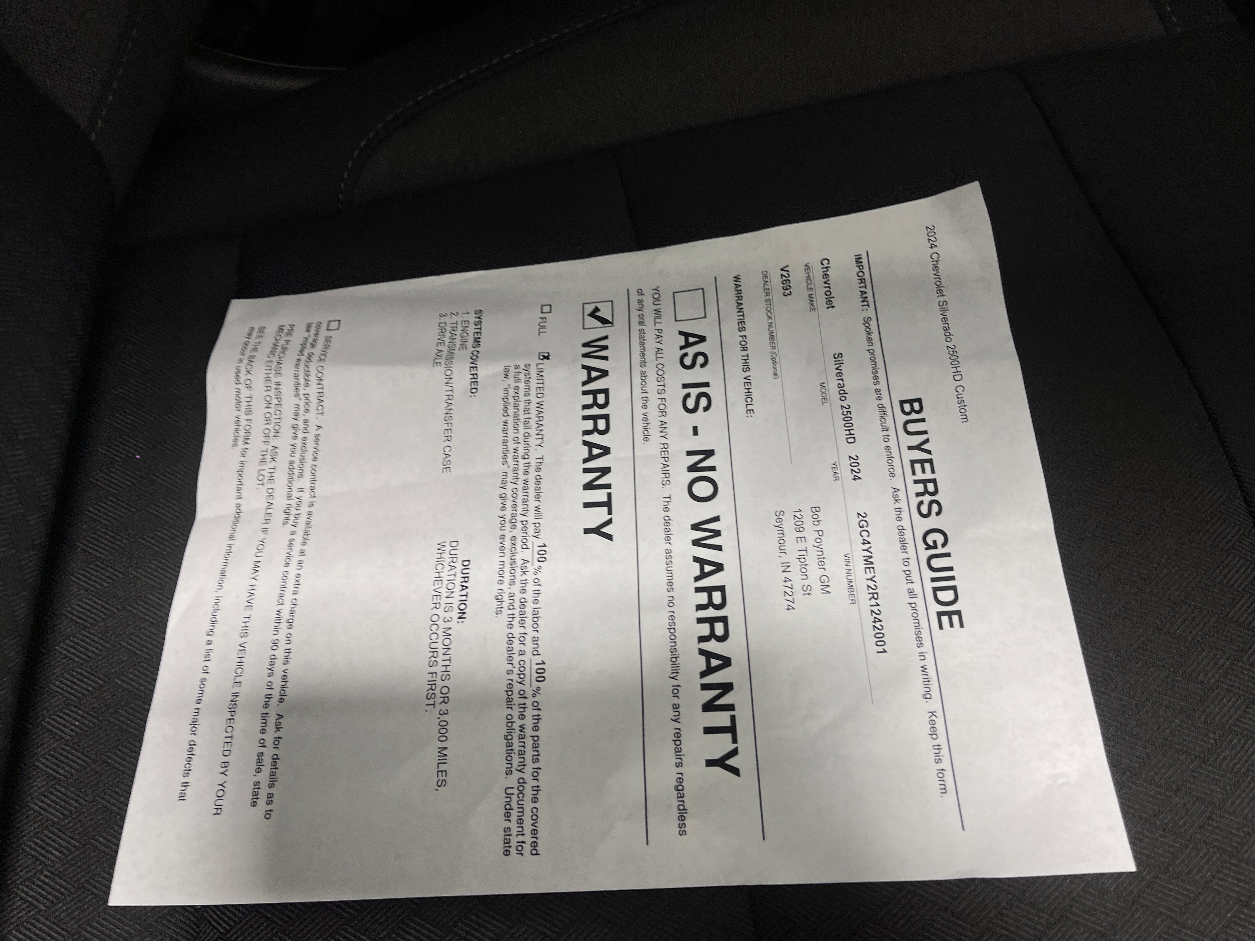 Used 2024 Chevrolet Silverado 2500 Custom w/ Custom Value Package image 26