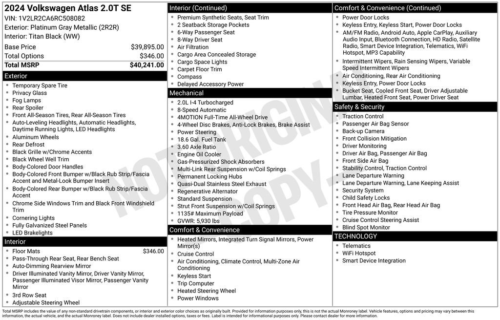 Used 2024 Volkswagen Atlas SE image 33