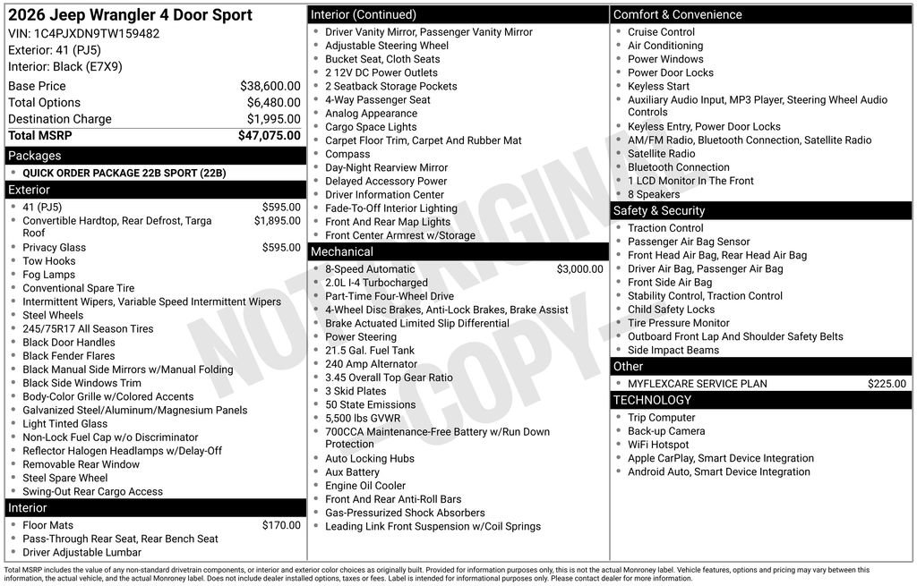 New 2026 Jeep Wrangler Unlimited Sport AWD/4WD image 3