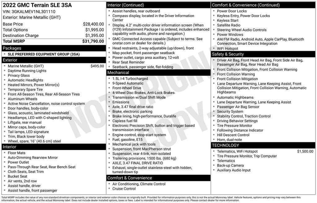Used 2022 GMC Terrain SLE FWD image 41