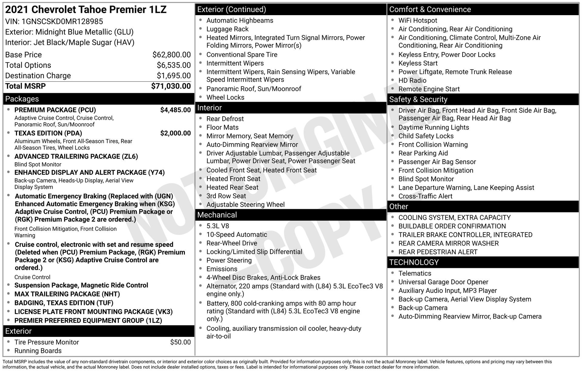 Used 2021 Chevrolet Tahoe Premier w/ Premium Package RWD image 42