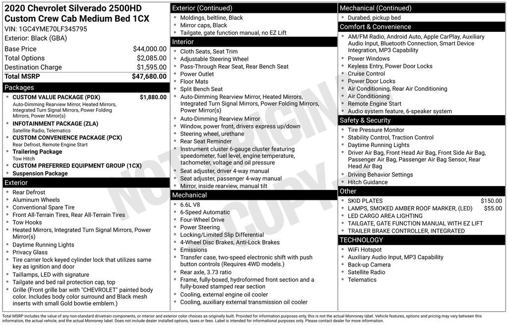 Used 2020 Chevrolet Silverado 2500 Custom w/ Custom Value Package AWD/4WD image 6