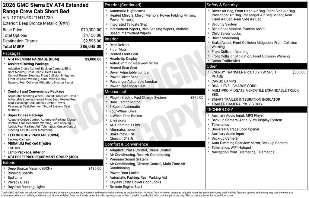 New 2026 GMC Sierra EV AT4 w/ AT4 Premium Package image 54