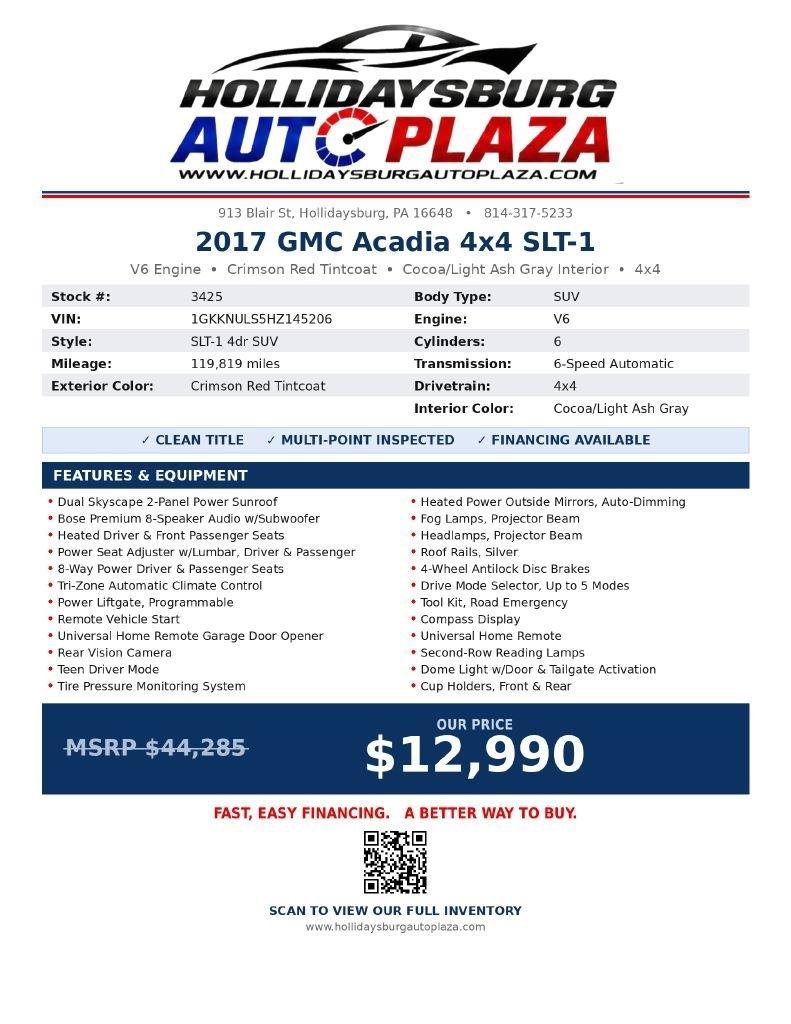 Used 2017 GMC Acadia SLT AWD/4WD image 2