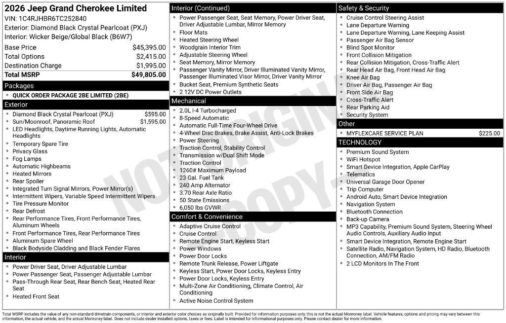 New 2026 Jeep Grand Cherokee Limited AWD/4WD image 47