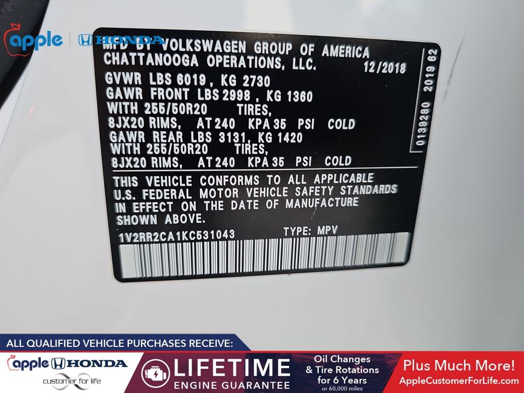 Used 2019 Volkswagen Atlas SEL R-Line image 37