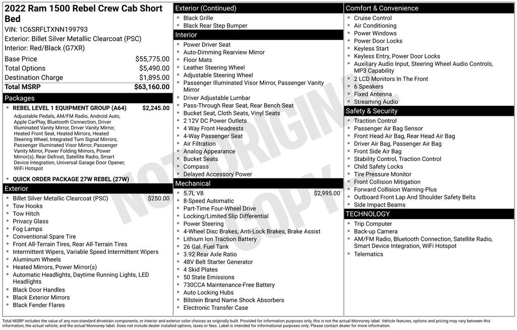 Certified 2022 RAM 1500 Rebel w/ Rebel Level 1 Equipment Group image 11