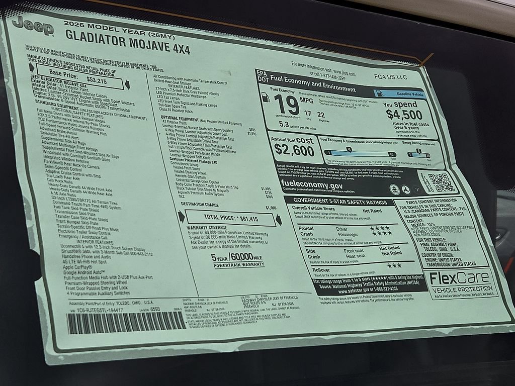 New 2026 Jeep Gladiator Mojave AWD/4WD image 22