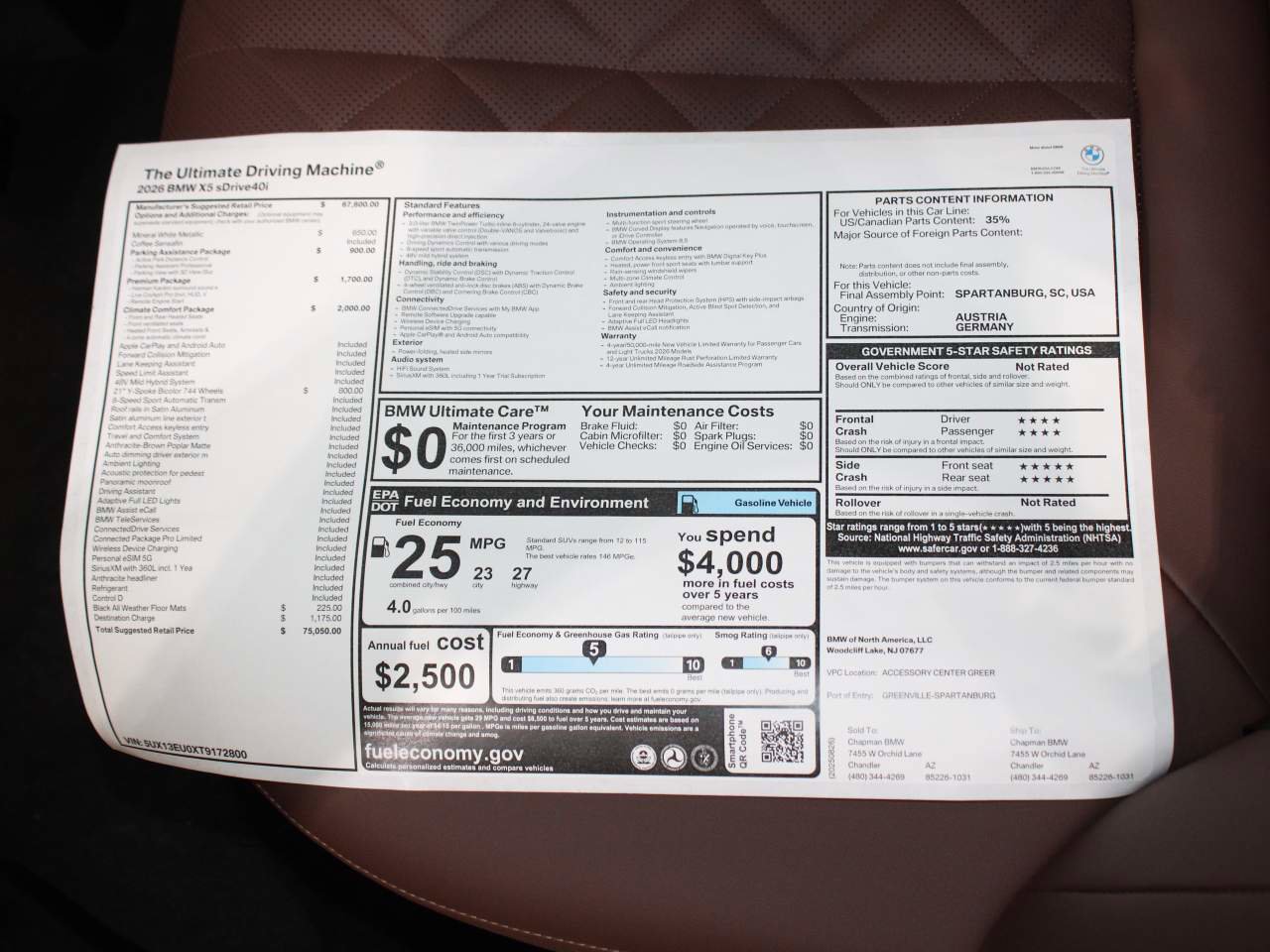 Certified 2026 BMW X5 sDrive40i w/ Climate Comfort Package RWD image 24