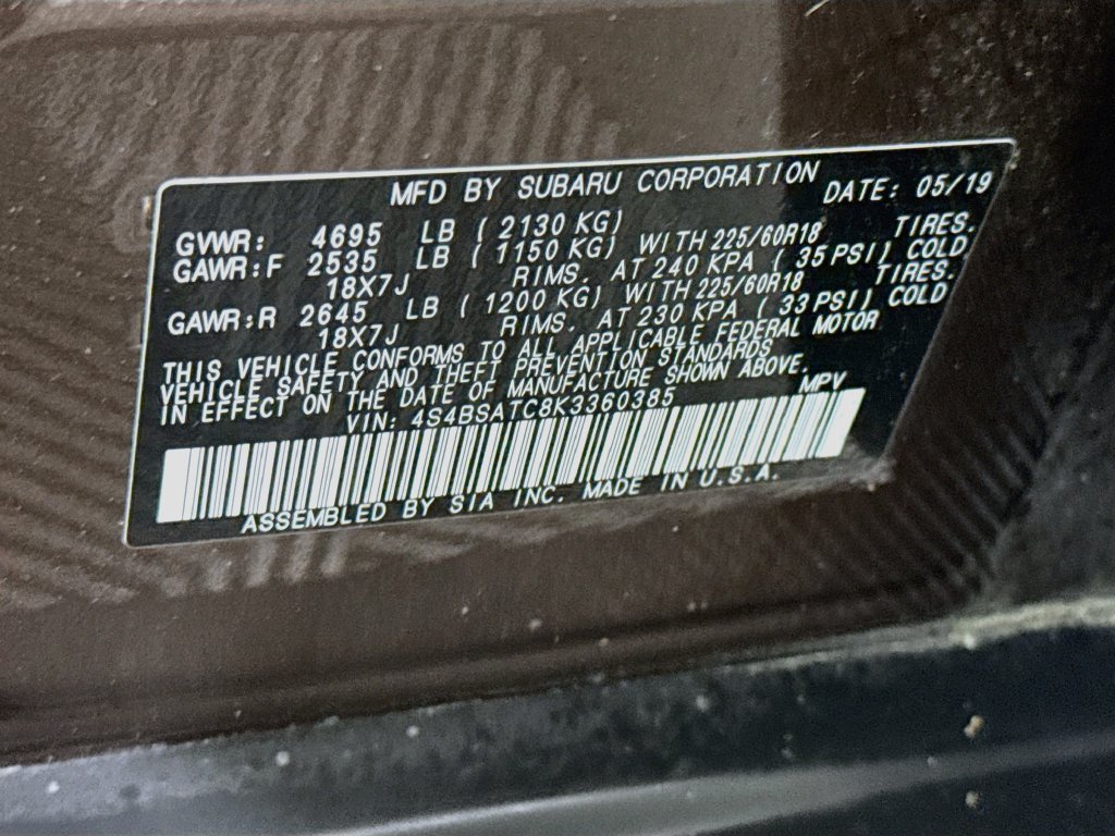 Used 2019 Subaru Outback 2.5i Touring w/ Popular Package #3A AWD/4WD image 34