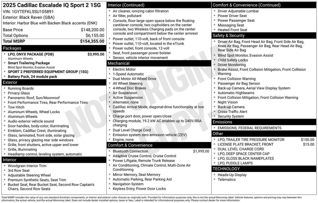 New 2025 Cadillac Escalade IQ Sport 2 w/ LPO, ONYX Package image 5