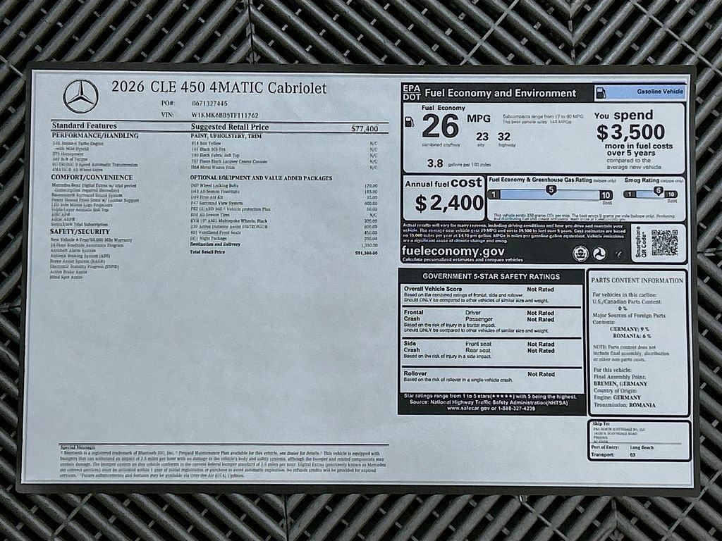 New 2026 Mercedes-Benz CLE 450 4MATIC Cabriolet image 9