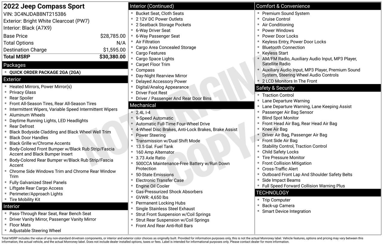 Used 2022 Jeep Compass Sport image 38