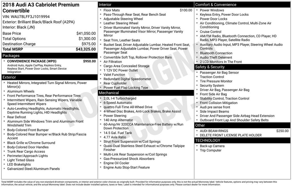 Used 2018 Audi A3 2.0T Premium w/ Convenience Package image 9