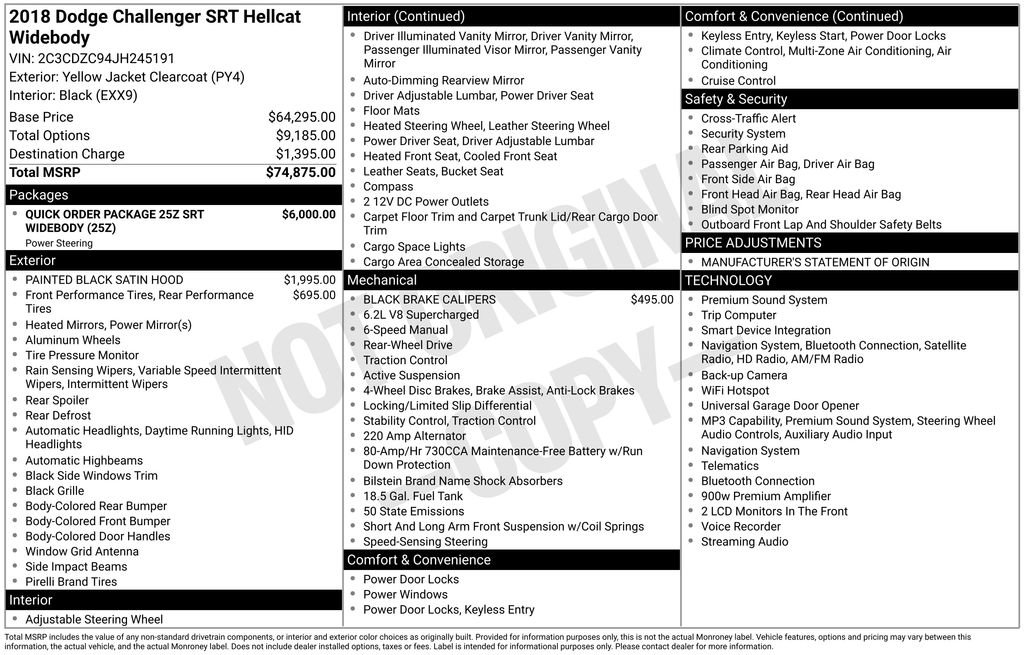 Used 2018 Dodge Challenger SRT Hellcat RWD image 2