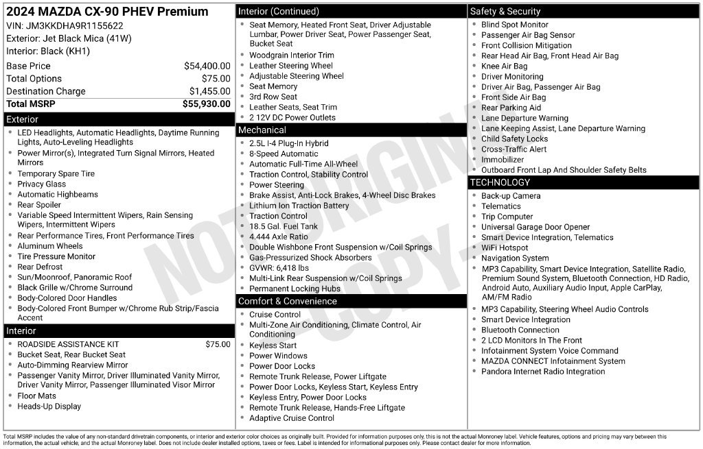 Certified 2024 MAZDA CX-90 Plug-In Hybrid w/ Premium Pkg AWD/4WD image 3