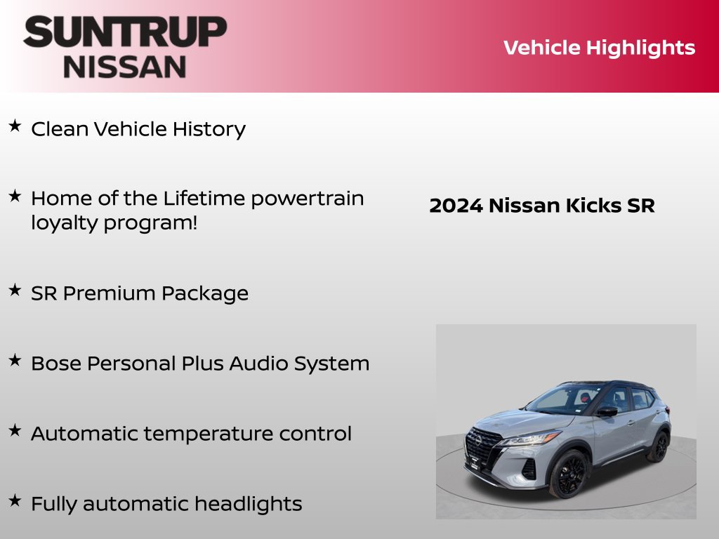 Certified 2024 Nissan Kicks SR w/ SR Premium Package FWD image 8