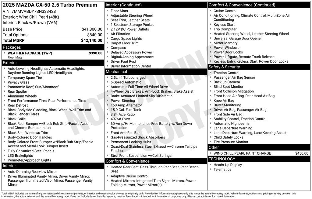 New 2025 MAZDA CX-50 AWD 2.5 Turbo w/ Weather Package image 6