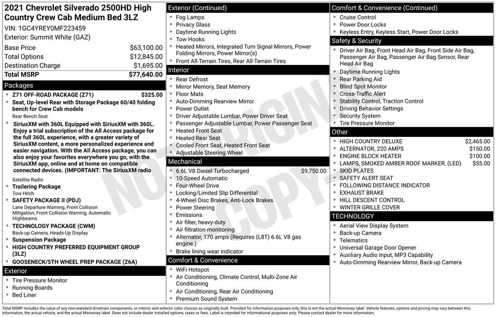 Used 2021 Chevrolet Silverado 2500 High Country w/ Z71 Off-Road Package AWD/4WD image 5