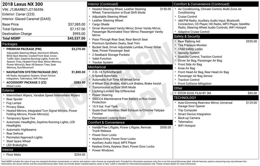 Used 2018 Lexus NX 300 AWD w/ Premium Package image 3