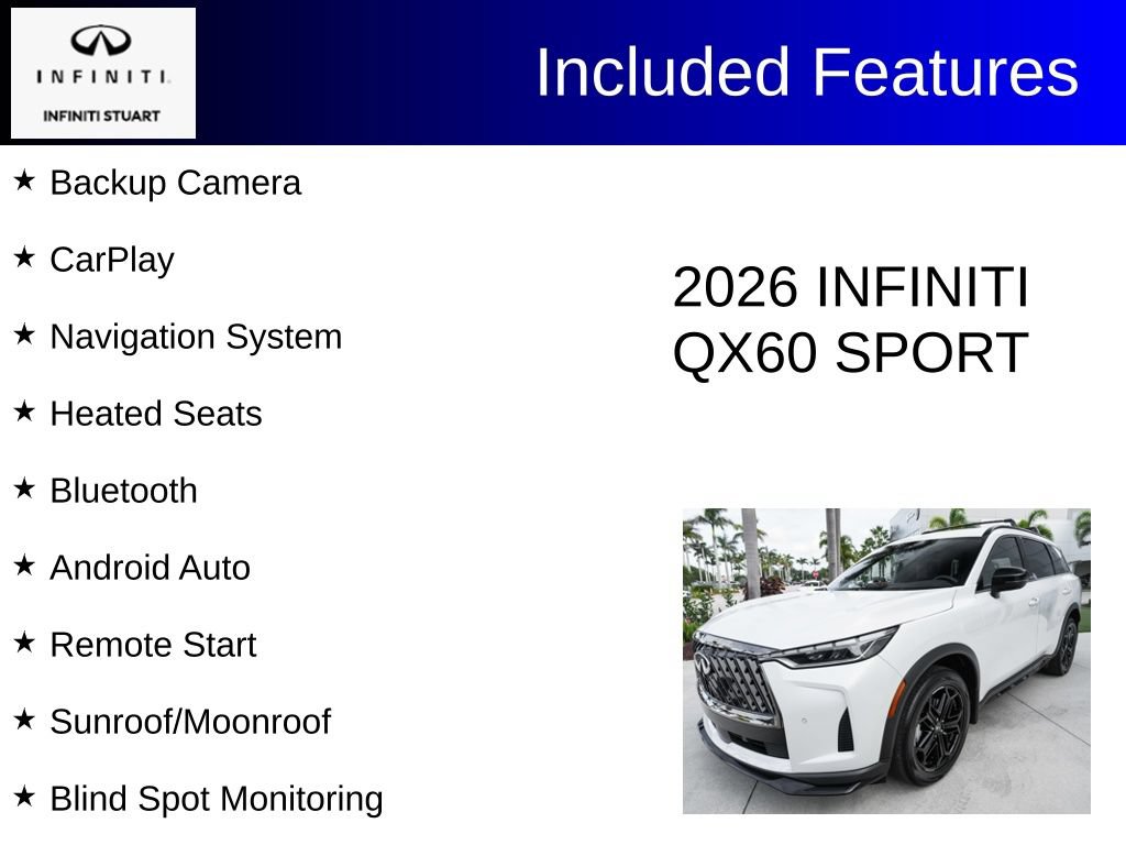 Certified 2026 INFINITI QX60 Sport w/ Dark Cargo Package AWD/4WD image 2