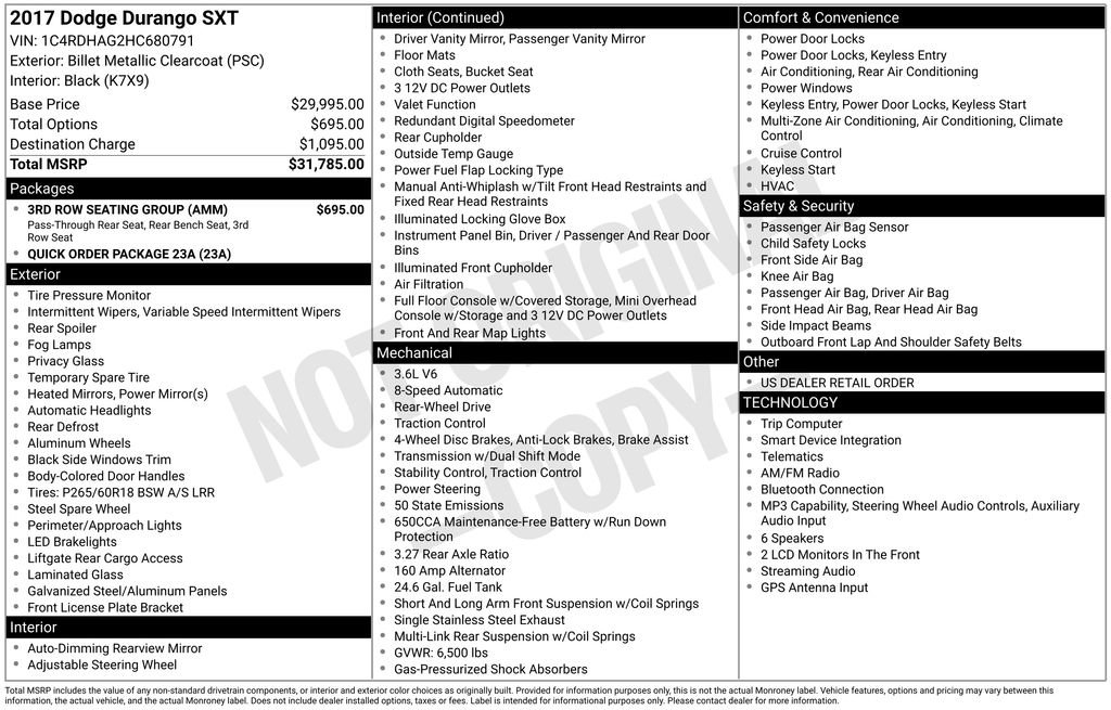 Used 2017 Dodge Durango SXT w/ 3rd Row Seating Group RWD image 6