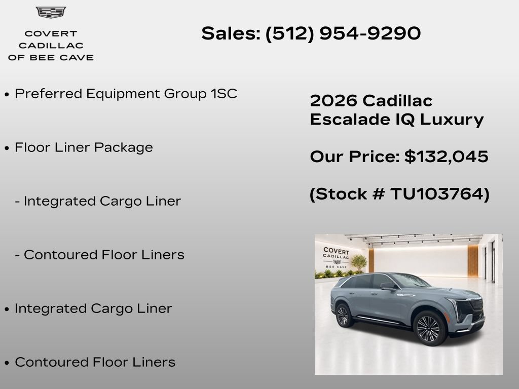 New 2026 Cadillac Escalade IQ Luxury 1 w/ LPO, Floor Liner Package AWD/4WD image 10