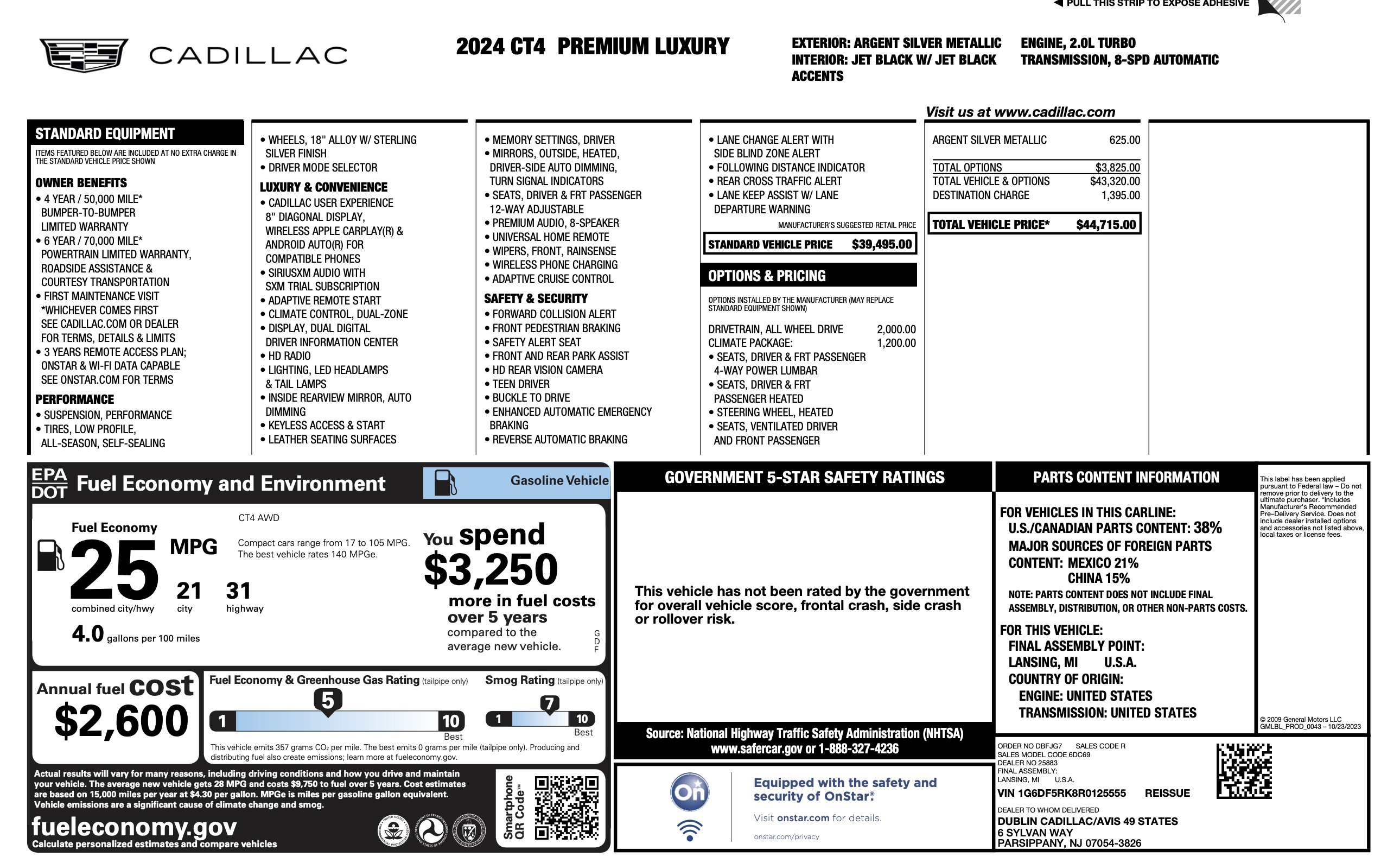 Used 2024 Cadillac CT4 Premium Luxury w/ Climate Package image 3