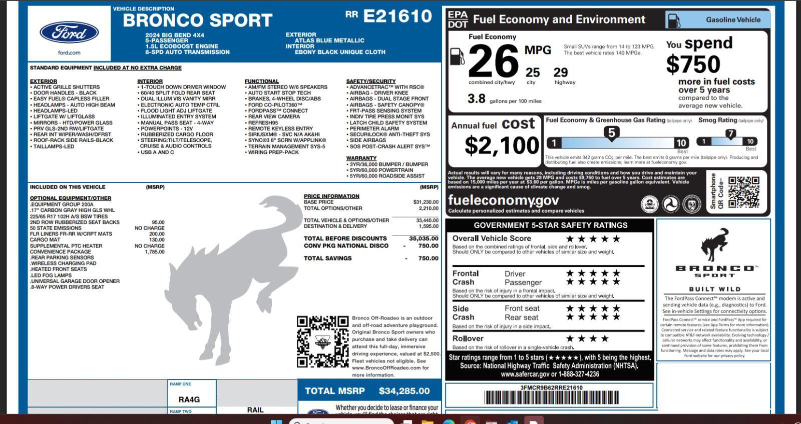 Used 2024 Ford Bronco Sport Big Bend w/ Convenience Package image 4