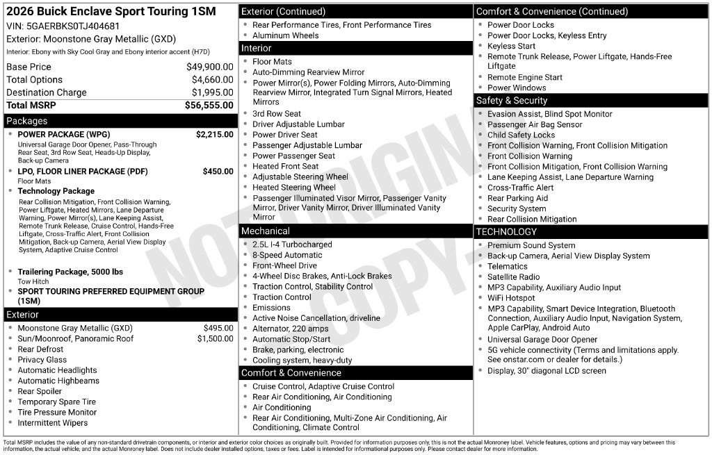 New 2026 Buick Enclave Sport Touring w/ Power Package FWD image 19