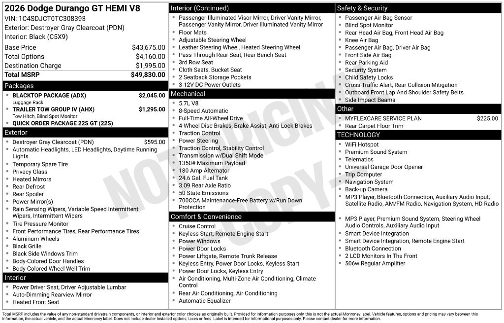 New 2026 Dodge Durango GT w/ Blacktop Package AWD/4WD image 6