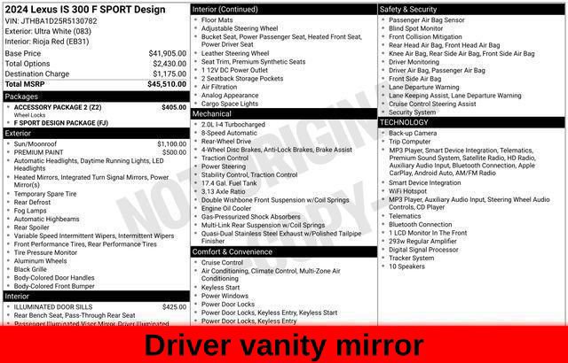 Used 2024 Lexus IS 300 F Sport w/ Accessory Package 2 RWD image 77