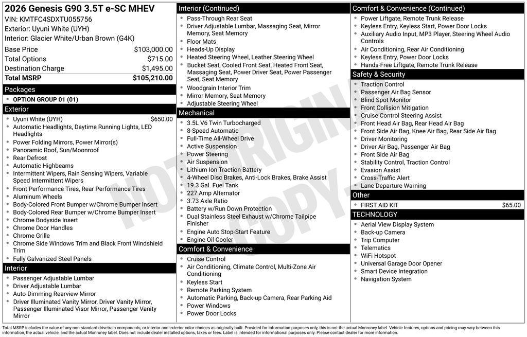 New 2026 Genesis G90 3.5T image 4
