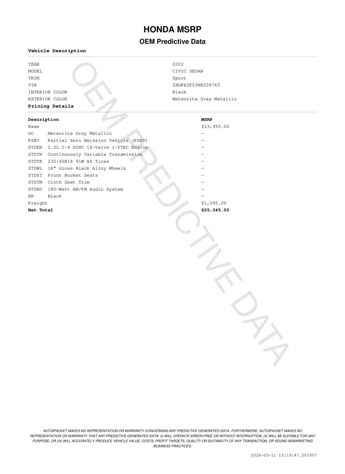 Used 2022 Honda Civic Sport image 11