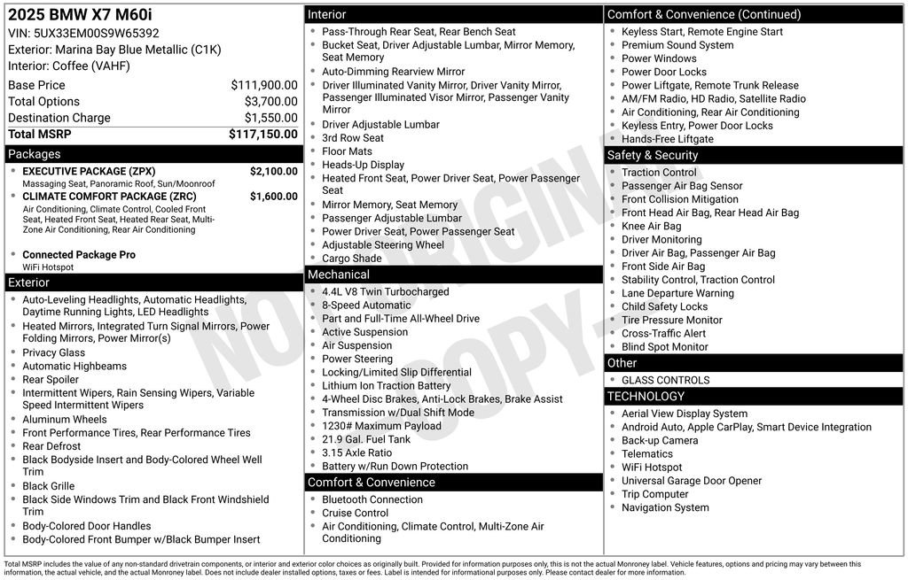 Used 2025 BMW X7 M60i w/ Executive Package AWD/4WD image 38