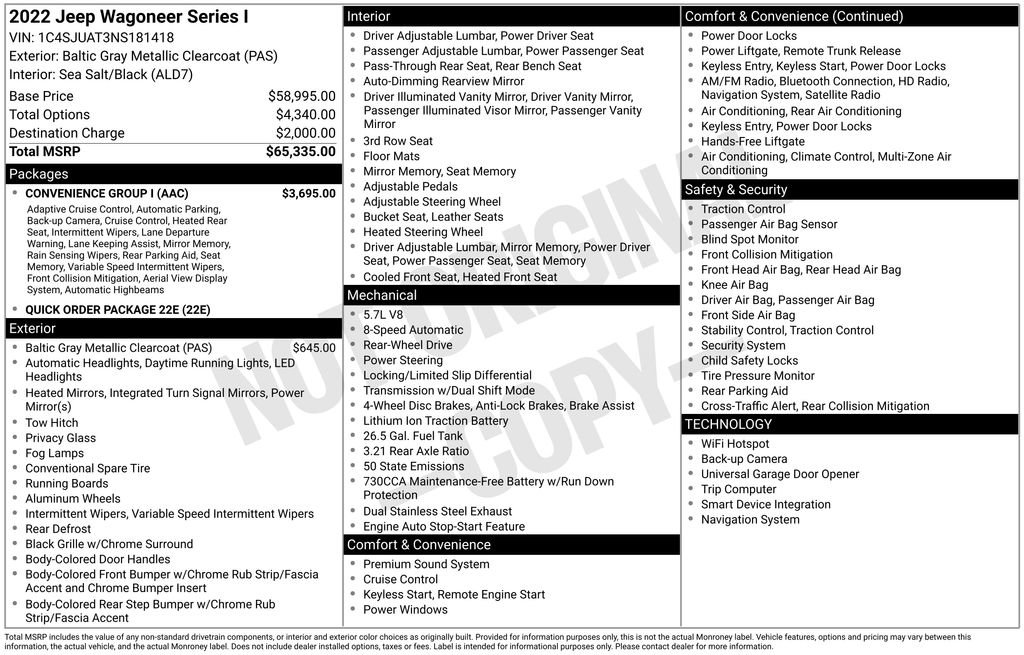 Used 2022 Jeep Wagoneer Series I w/ Convenience Group I image 9