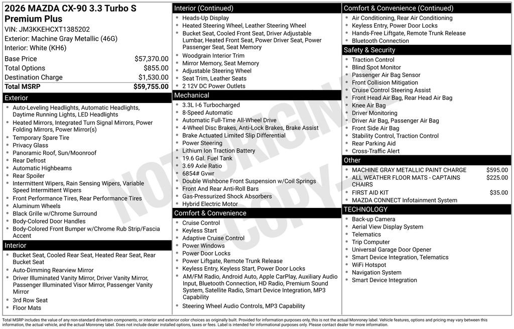 New 2026 MAZDA CX-90 3.3 Turbo S w/ Premium Plus AWD/4WD image 7