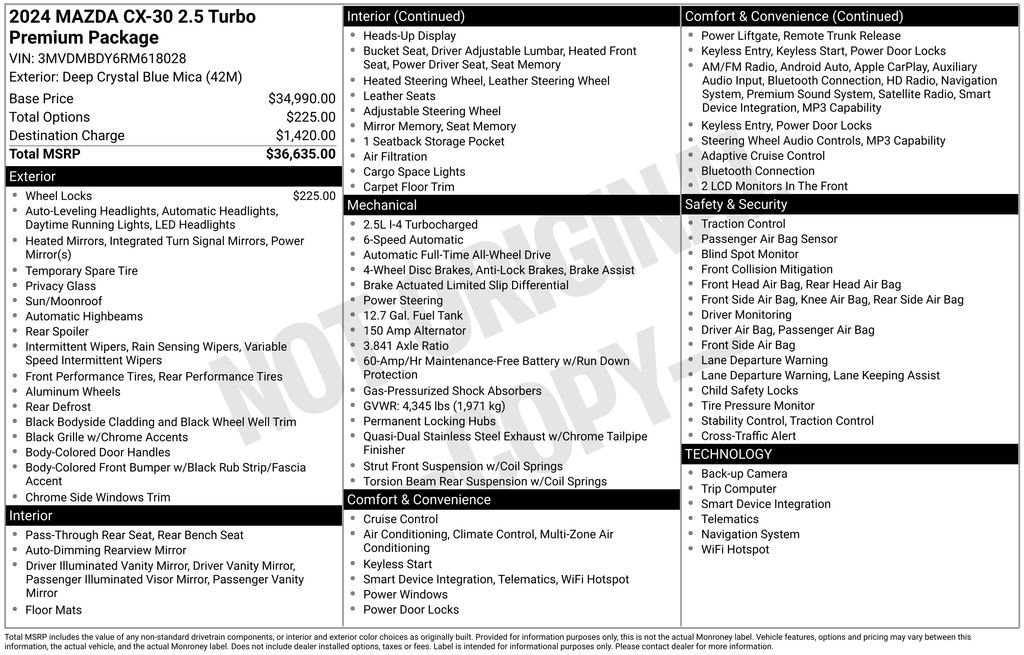 Certified 2024 MAZDA CX-30 2.5 Turbo w/ Premium Package image 10