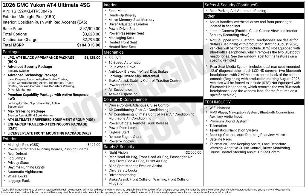 Used 2026 GMC Yukon AT4 Ultimate AWD/4WD image 5
