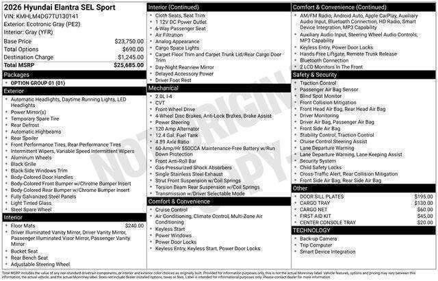 New 2026 Hyundai Elantra Sport FWD image 27