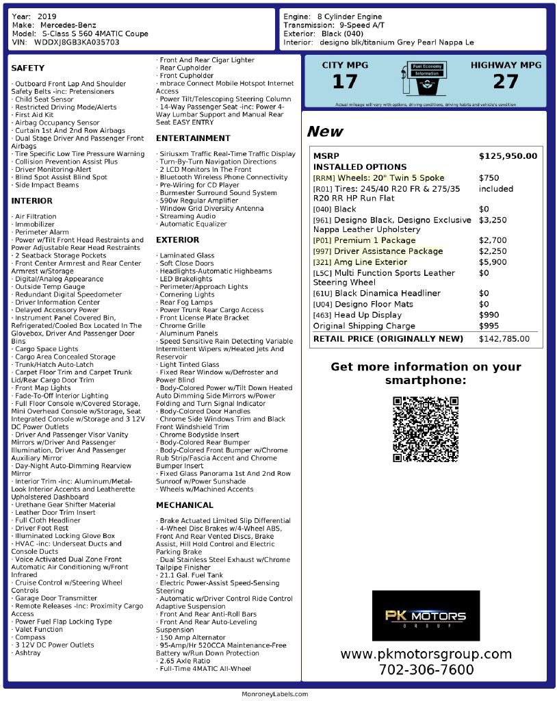 Used 2019 Mercedes-Benz S 560 4MATIC Coupe image 95